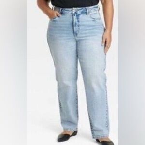 Women’s size 22 washed light blue high rise straight jeans!